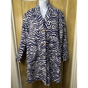 Lilly Pulitzer Women’s Dandi Trench Coat Blue White Small
